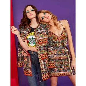 NWT $995 Alice + Olivia Rory Embroidered Collarless Jacket